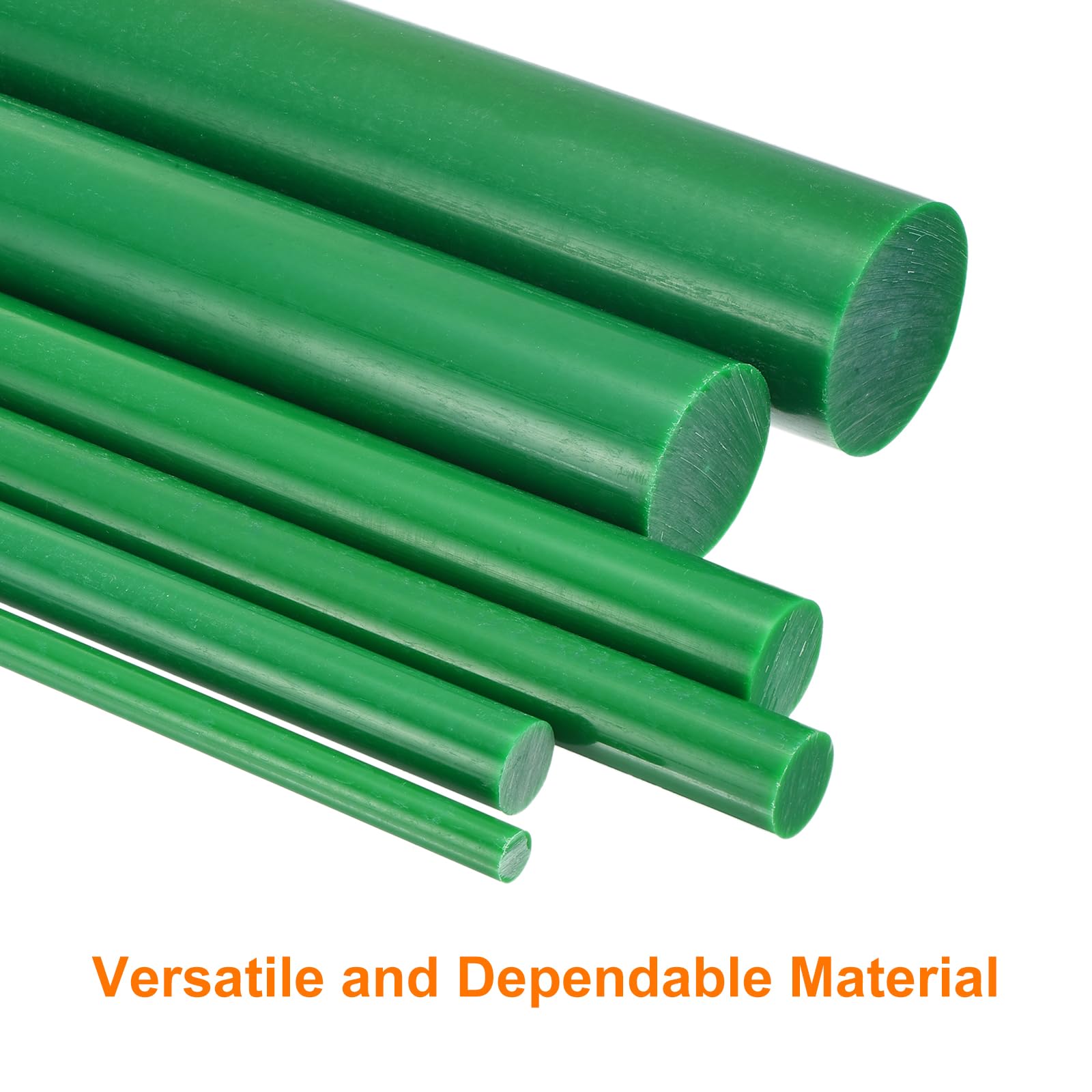 uxcell 10 aste in plastica, 25,5 x 304 mm, rotonde, solide, in ABS, per giocattoli fai da te, costruzione di modelli architettonici, verde