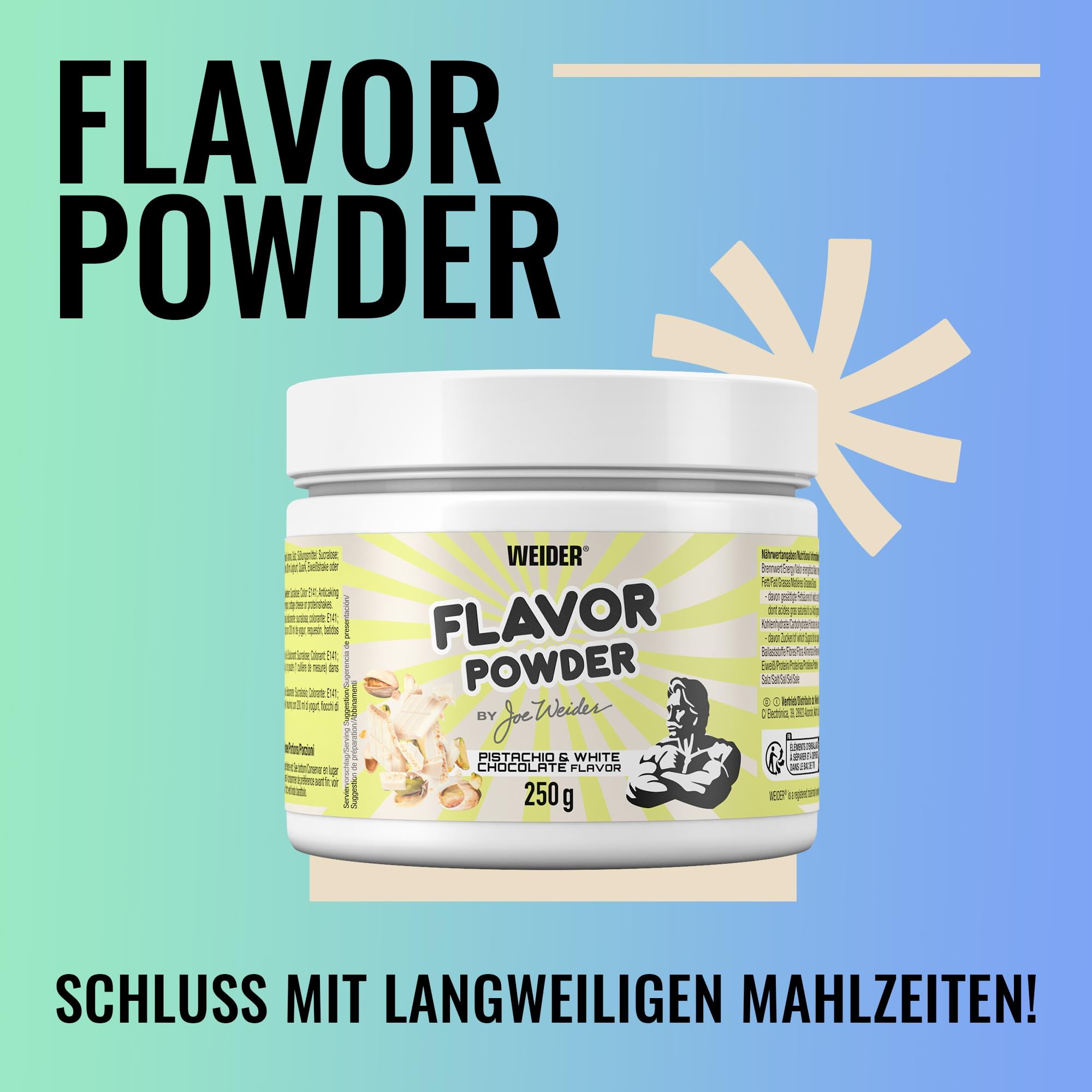 WEIDER Aroma in polvere Aroma in polvere senza zucchero per aromatizzare e dolcificare quark, yogurt o proteine ​​in polvere, adatto anche per cuocere al forno, pistacchio, 250g