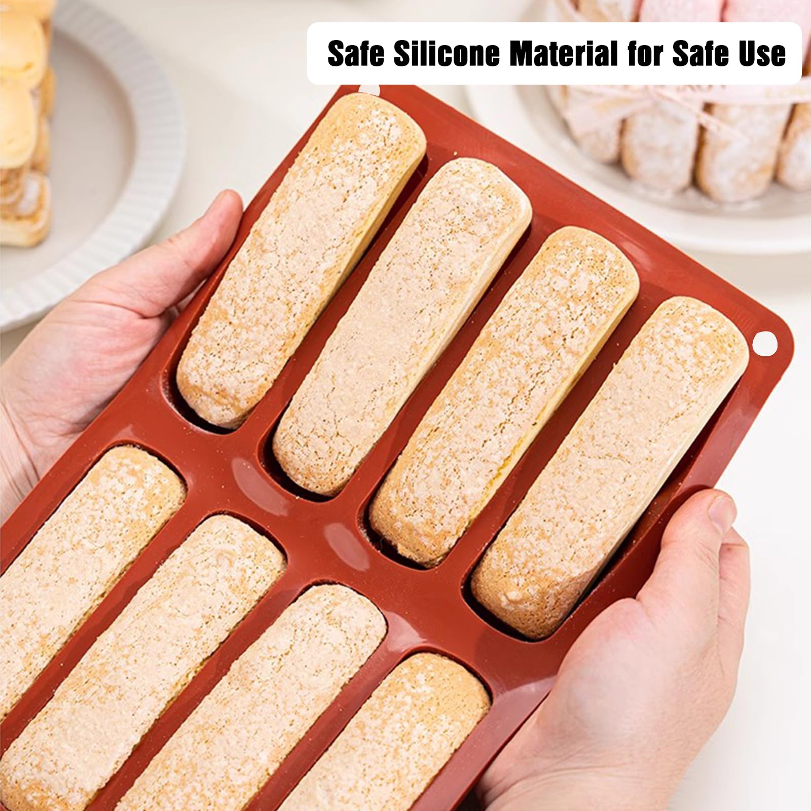 Silikon-Backform mit 8 Mulden, lange Streifen, Cake-Pop-Maker, Silikon-Backform für Schokolade, Knallbonbons, Stäbchen