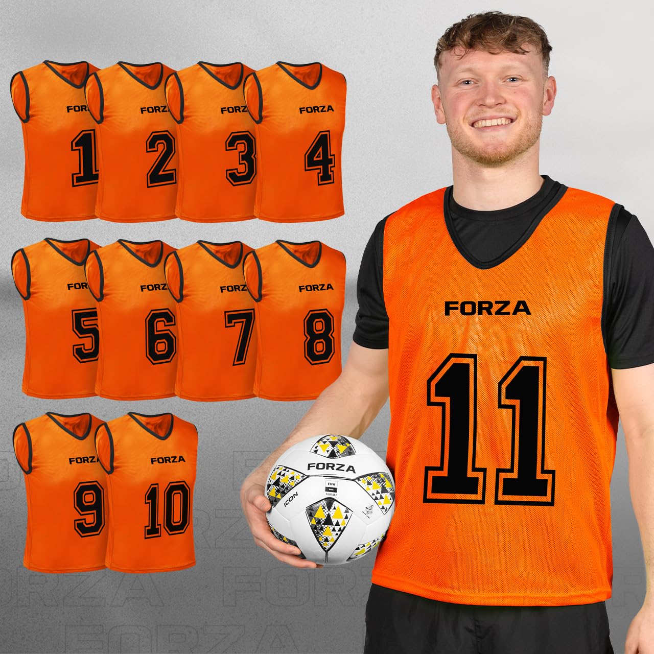 FORZA Pettorine Sportive Numerate Di Alta Qualità – Casacca Leggere Per Allenamenti | Gilet Traspiranti Per Scuole E Tutti Gli Sport