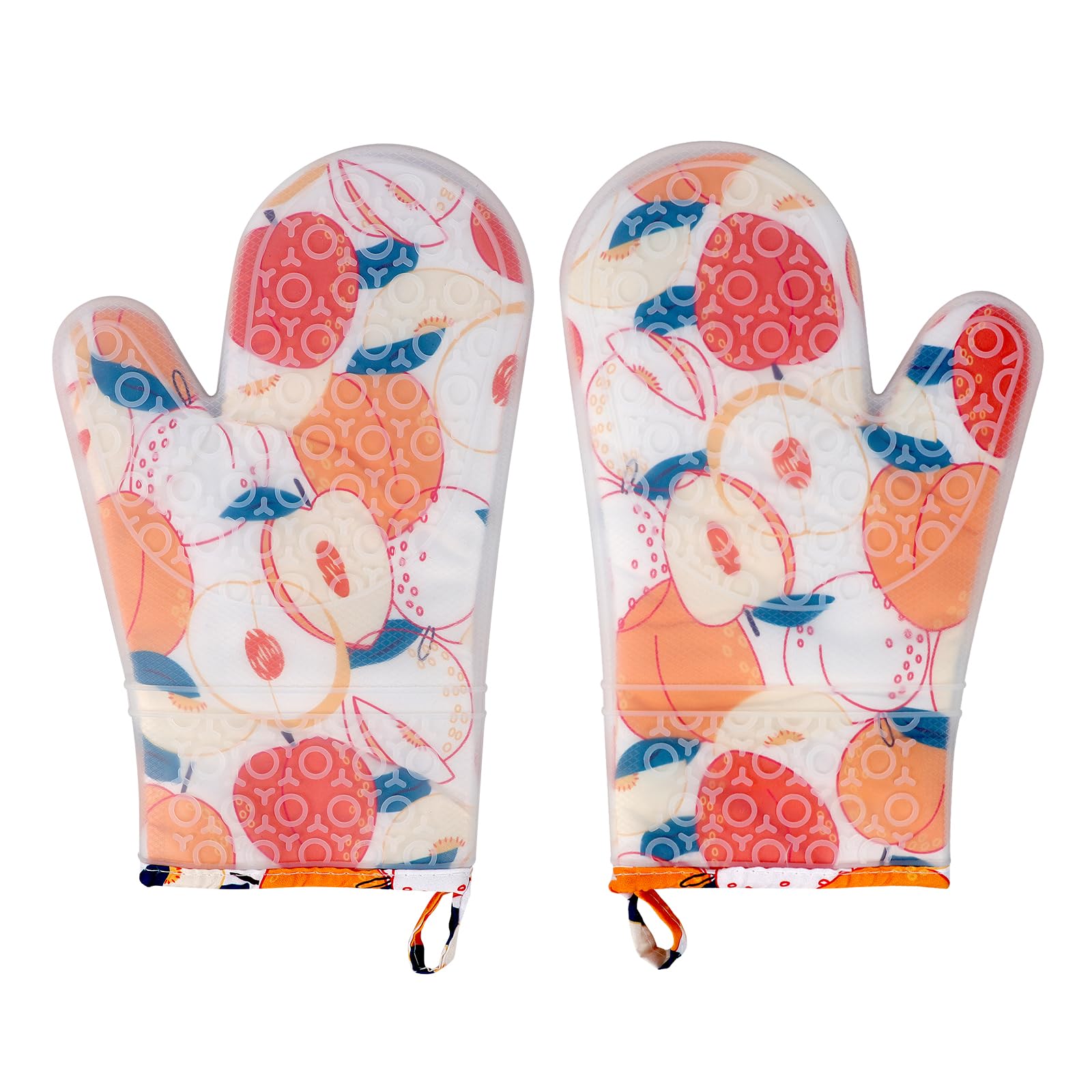Gants de cuisine en silicone doublés coton floral durables et antidérapants