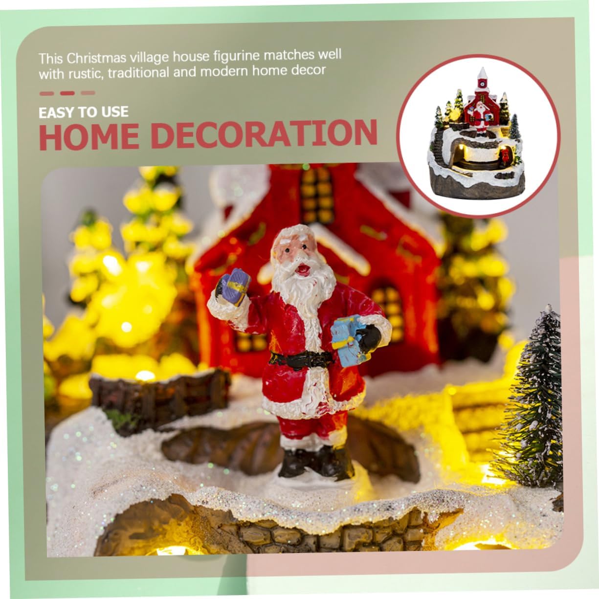 Lighted Christmas Scene House Couples Present Miniature Christmas Village Decorations