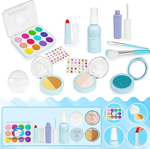 Miniatura 8 de Kit de maquillaje de simulación para niñas, juego de 15 piezas de juguetes de maquillaje falso para niños, juguetes educativos para niñas de 3 a 6