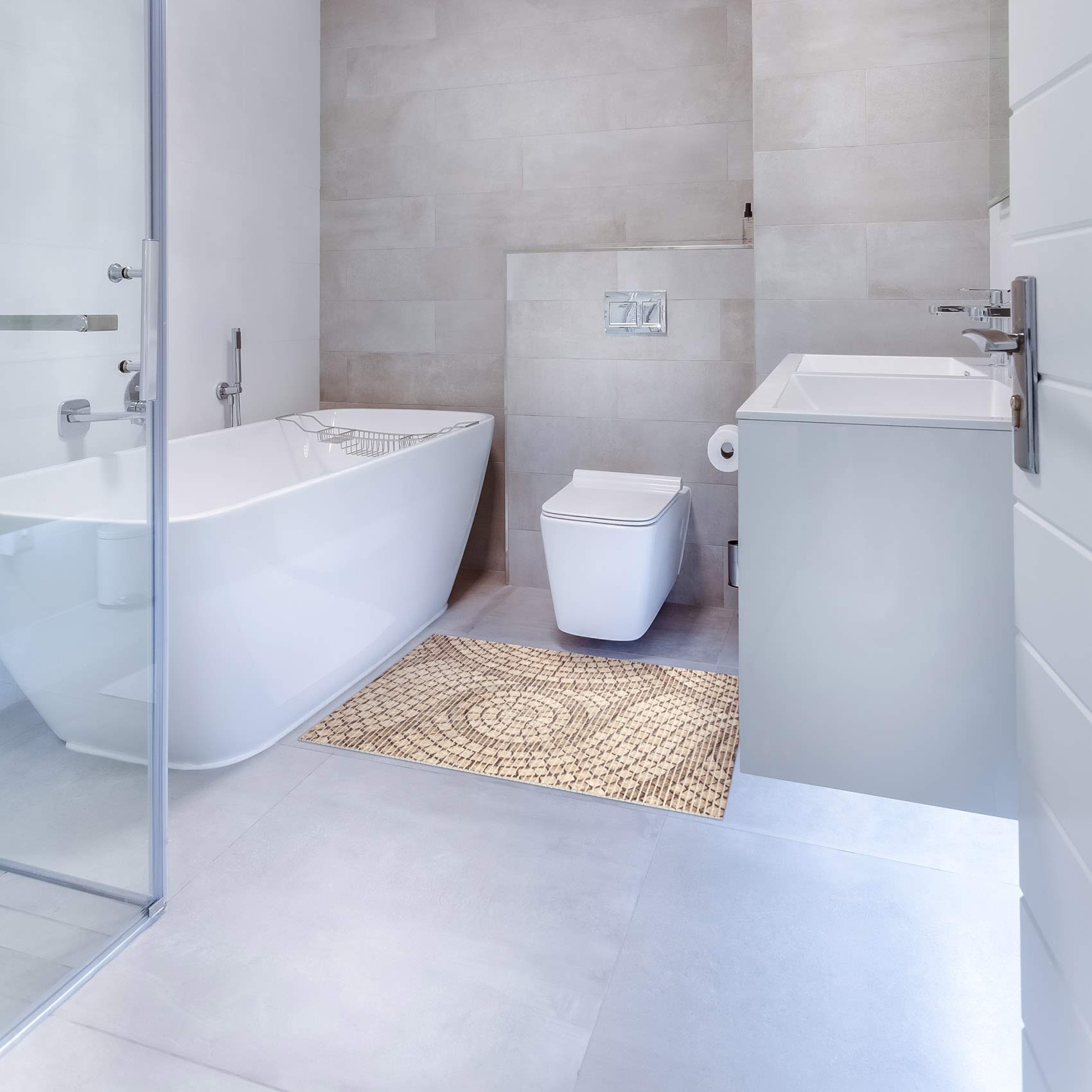 Tapis De Bain En Mousse Souple Antidérapant - Gris - 65 X 280 Cm[u4899