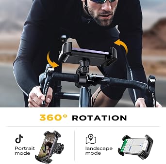 Miracase Bike Phone Holder - [Anti Shake] Motorcycle phone Mount, Phone Holder for Bike, Bicycle Phone Mount Handlebar Cell Phone Holder -[Silicone Wrapped] Scooter Bike Accessories for iPhone Samsung