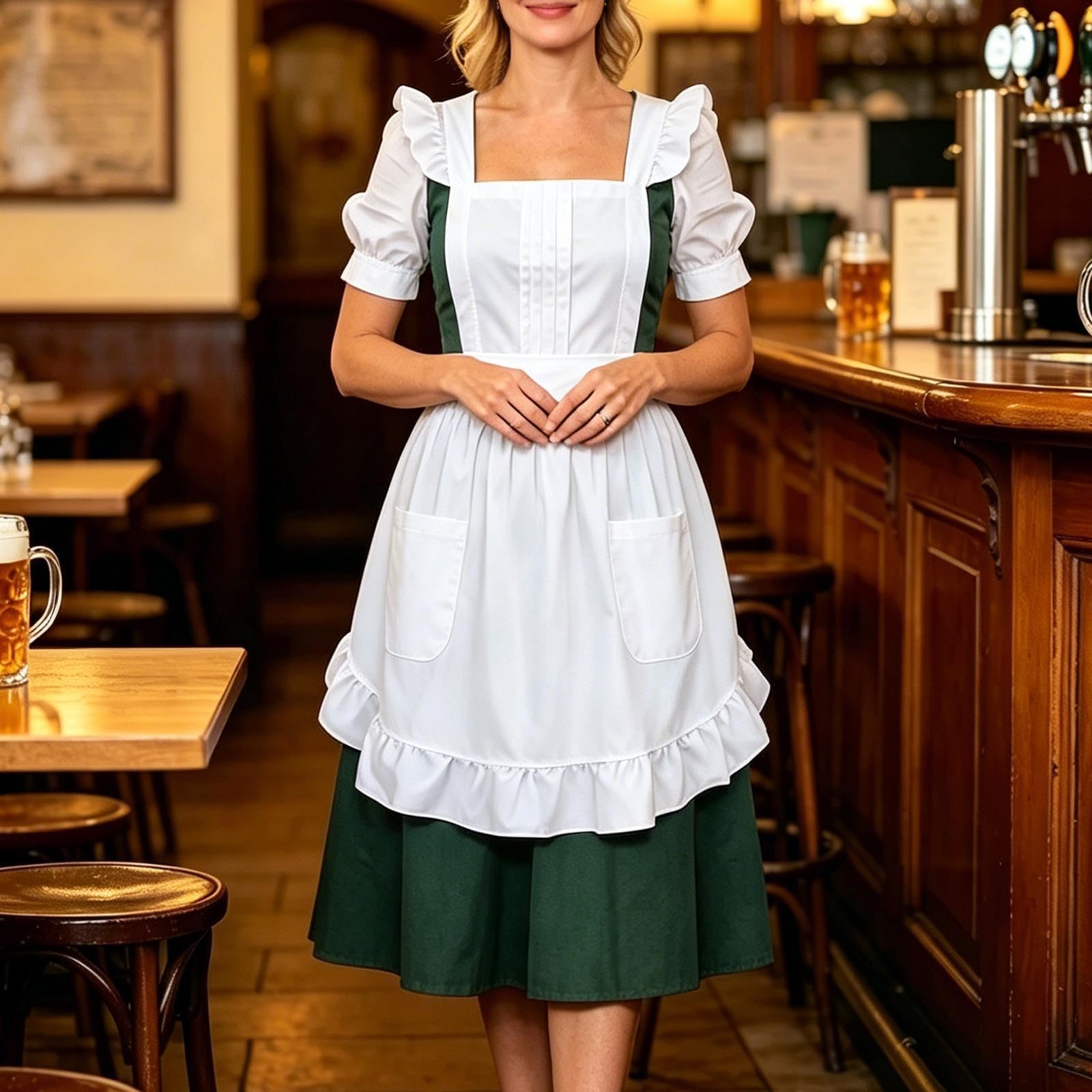 Generisch 2026, abito tradizionale per festa della birra, cosplay, con pizzo, design monospalla, da donna