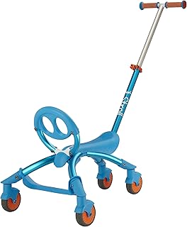 YBIKE Pewi Stroll â€“ Indoor/Outdoor Walking Ride On Toy with Push Handle â€“ from Baby Walker to Toddler Ride On for Ages 9 Months to 3 Years Old â€“ Blue
