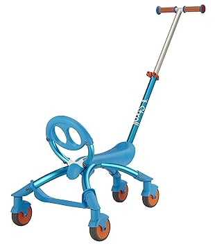 YBIKE Pewi Stroll ? Indoor/Outdoor Walking Ride On Toy with Push Handle ? from Baby Walker to Toddler Ride On for Ages 9 Months to 3 Years Old ? Blue