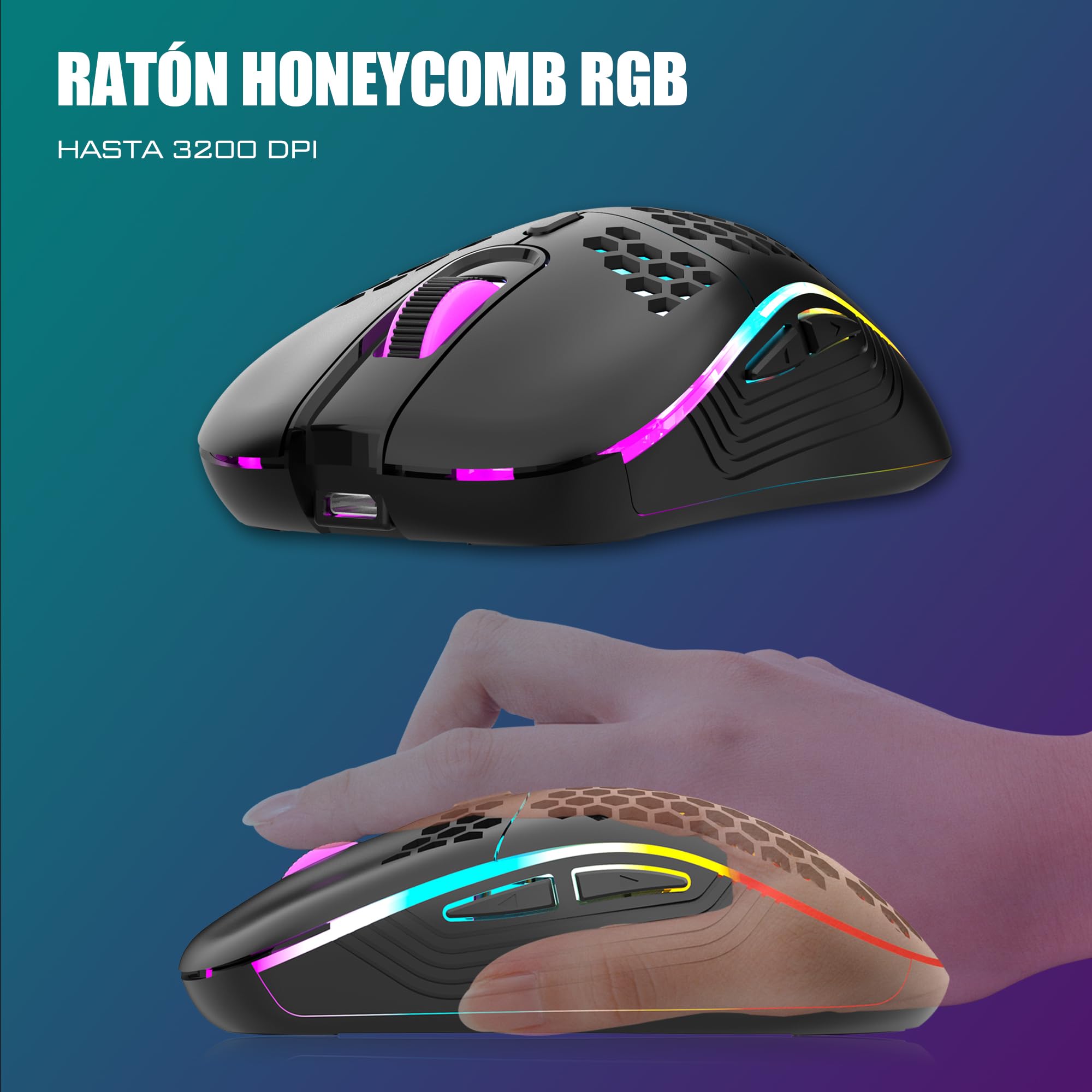 RedThunder 75% Teclado Inalámbrico Gaming,Retroiluminación RGB,Ratón Celular Ligero de 3200 dpi,Teclado Ultra-Compacto 85 Teclas Anti-ghosting,Disposición ES,para PC/PS5/Xbox