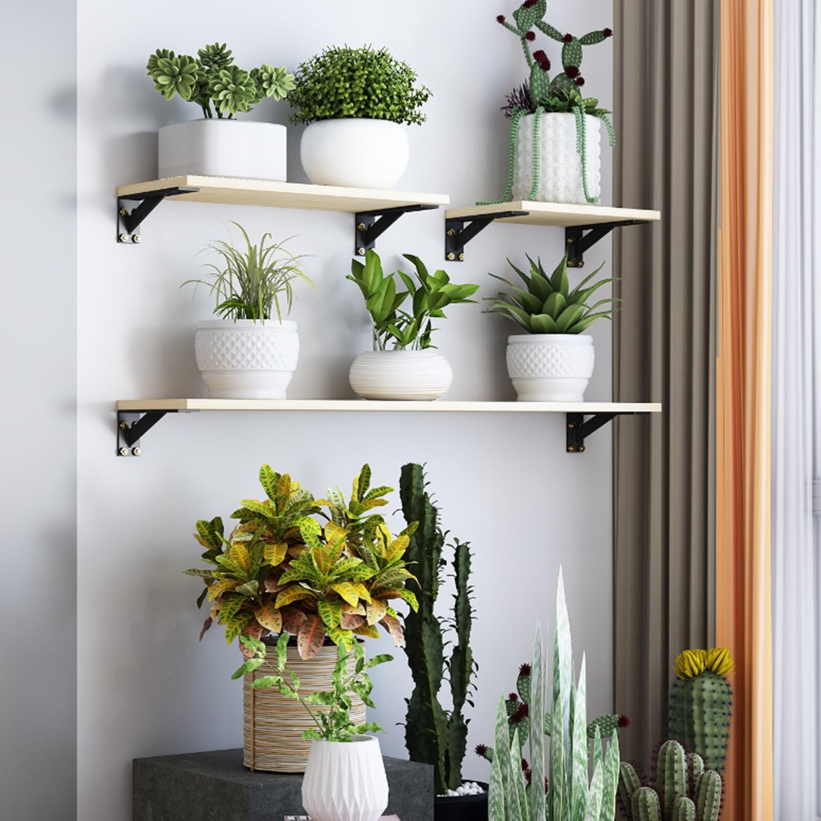 2 Pesado Escuadras para Estanterias (15-70 cm), Soportes Estantes Triangulares De 90 Grados Angular, Soporte Estanteria Pared, Soporte Balda Flotante para Encimeras(40cm/15.75in)