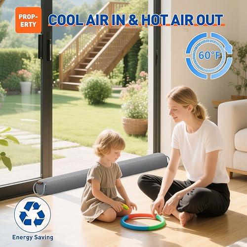 Miniatura 6 de MAGZO Tope de puerta de 36 pulgadas, serpiente de puerta rectangular con peso para bloqueador de ruido de invierno con bucles de gancho, color gris