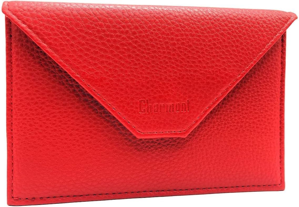 Car Document Holder – Envelope Shape – Driving Licence Wallet – Insurance Card – Leather – 15 x 11 cm – Women and Men, Red, Taille unique, Classic