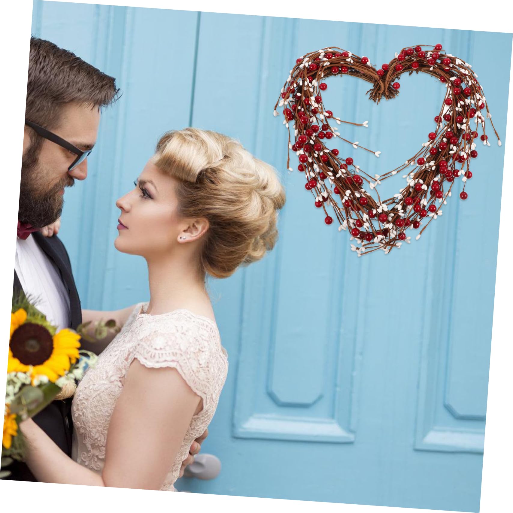 Guirnalda Colgante De Artificial Forma De Corazón para Decoración De Puerta San Valentín Adorno Festivo De Diseño Rústico y Chic para Celebraciones y Decoraciones del Hogar