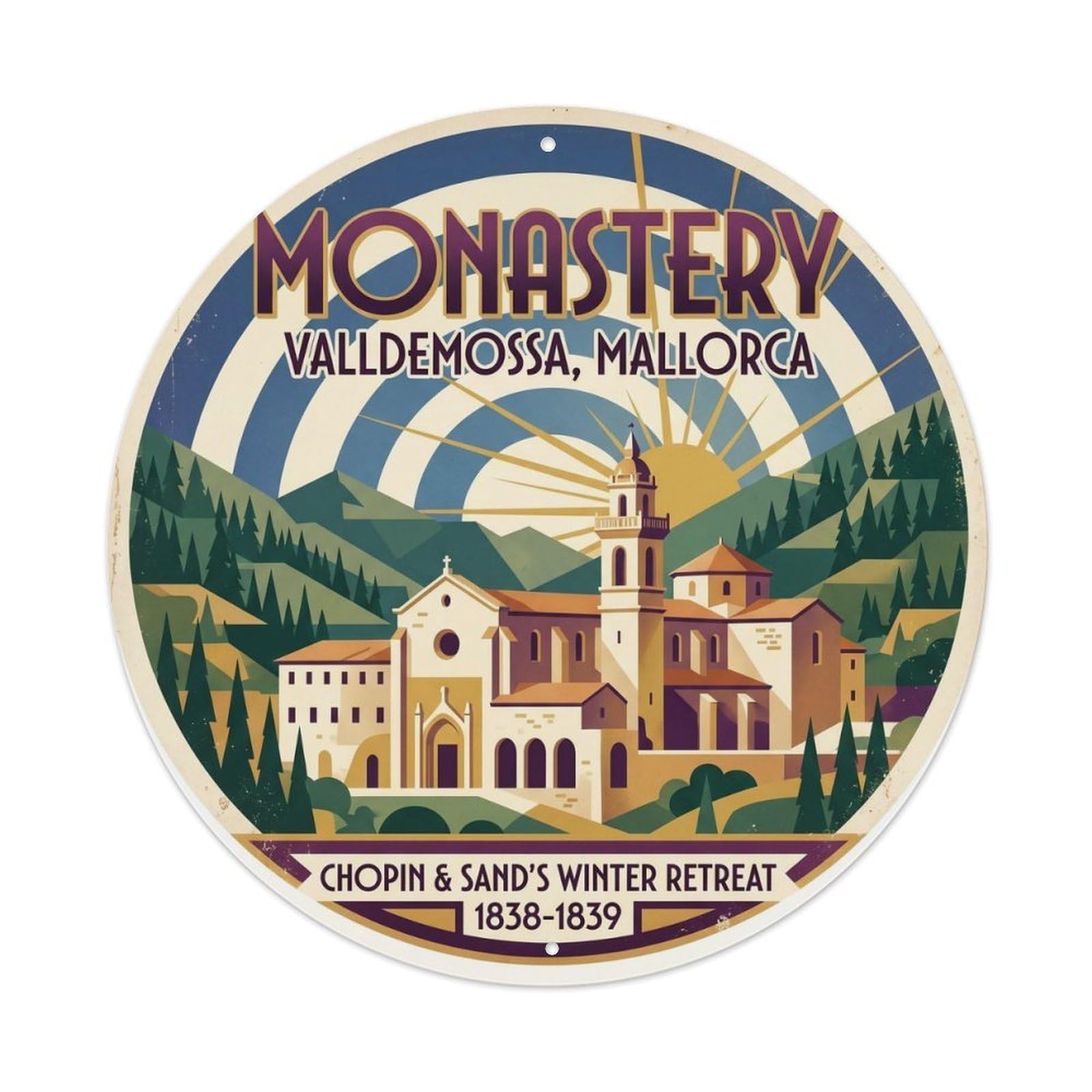 Mallorca Monastery Music Heritage Island Travel Metal Tin Sign