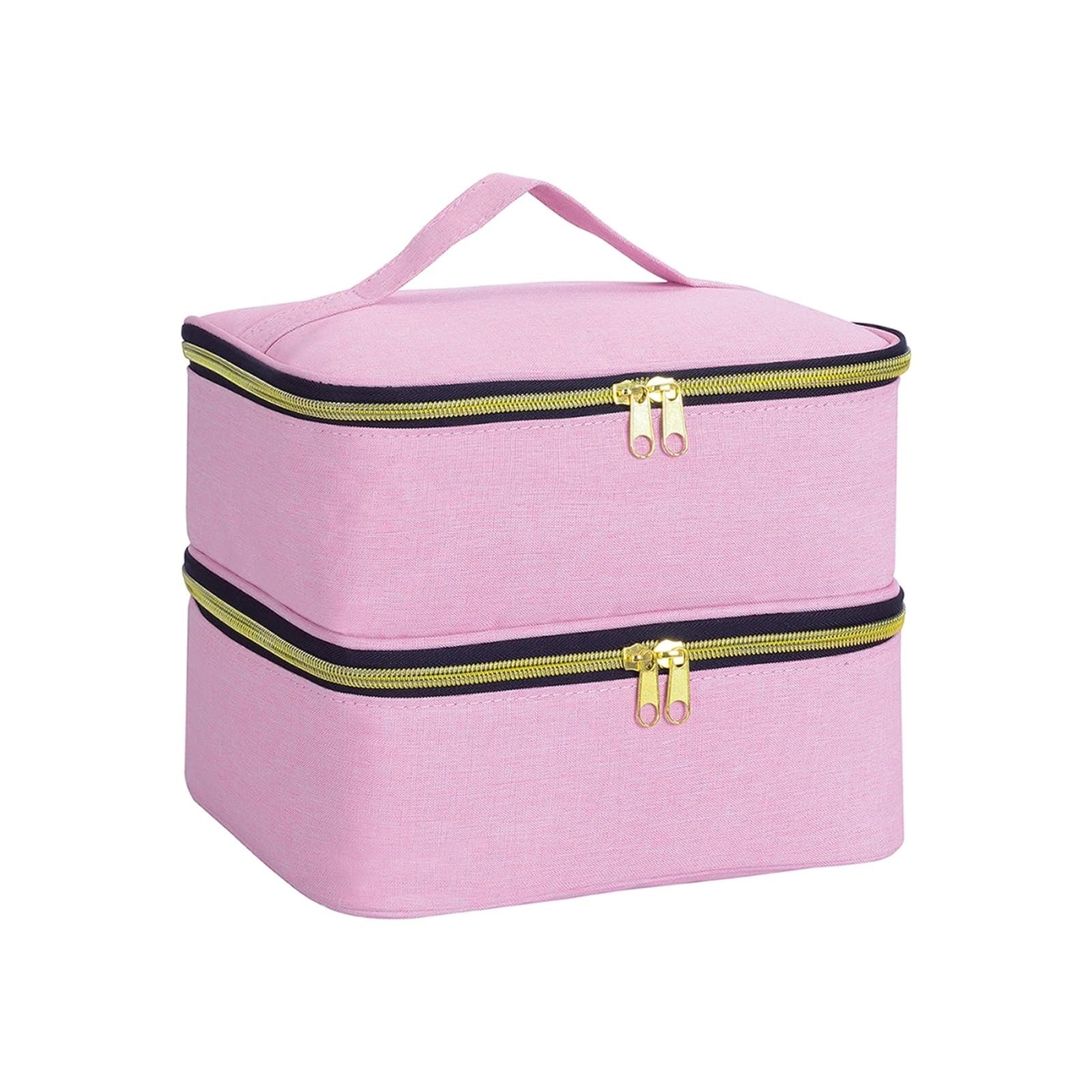 Organizador De Esmaltes De Uñas Organizador de Esmalte de uñas, Bolsa de Mano organizadora de cosméticos de Doble Capa for niñas y Mujeres, Arte de uñas, Aceite Esencial, Juego de cosméticos(Pink2)