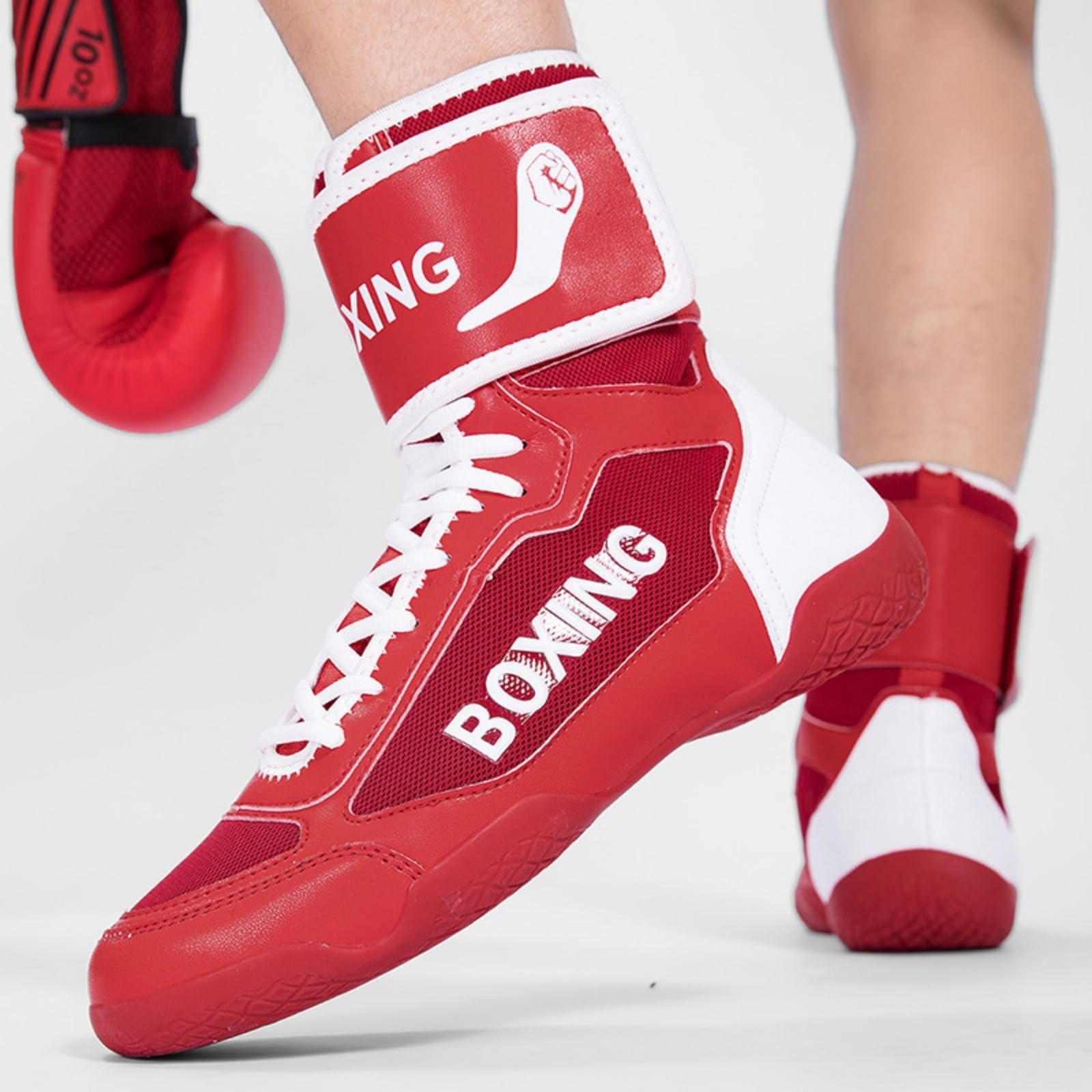 Hixingo Scarpe da Boxe Uomo Donna 39-46, Stivaletti da Wrestling Uomo Donna con Suole in Gomma Antiscivolo Leggero e Traspirante per Allenamento di Fitness