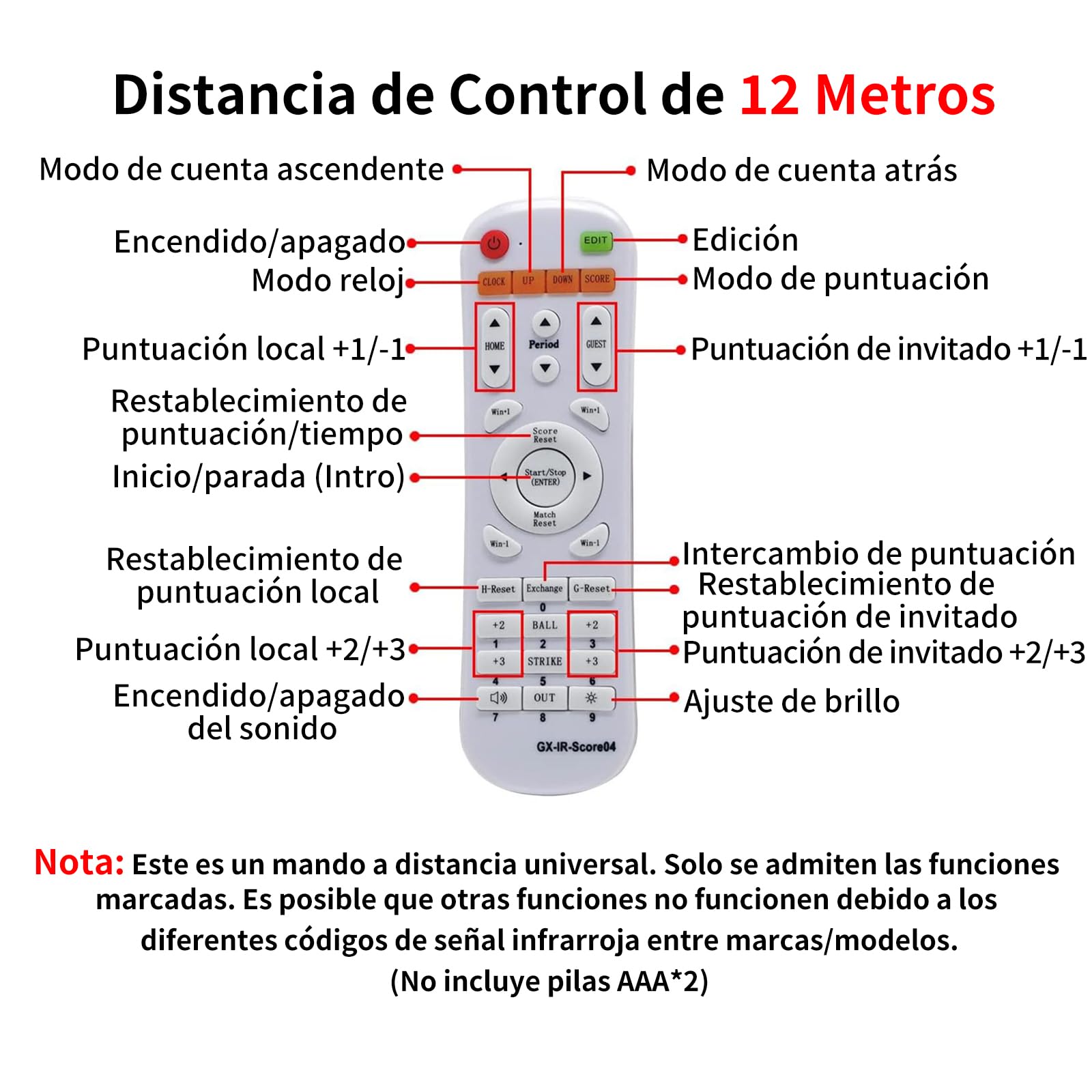 Marcador Digital LED Portátil con Temporizador y Control Remoto para Juegos de Patio