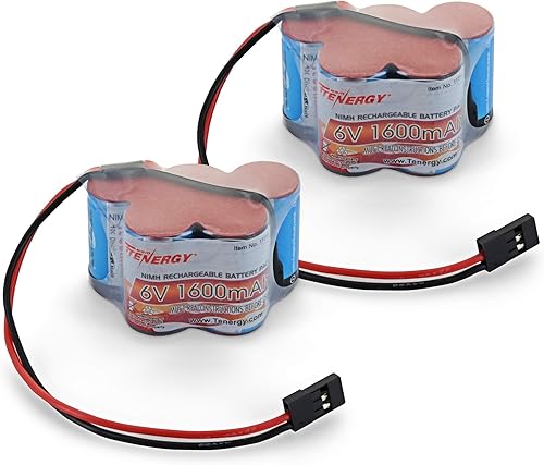 Miniatura 6 de Tenergy Paquete de batería recargable de 6 V y 1600 mAh lado a lado paquete de batería receptor NiMH con conector Hitec para camiones RC coches RC y
