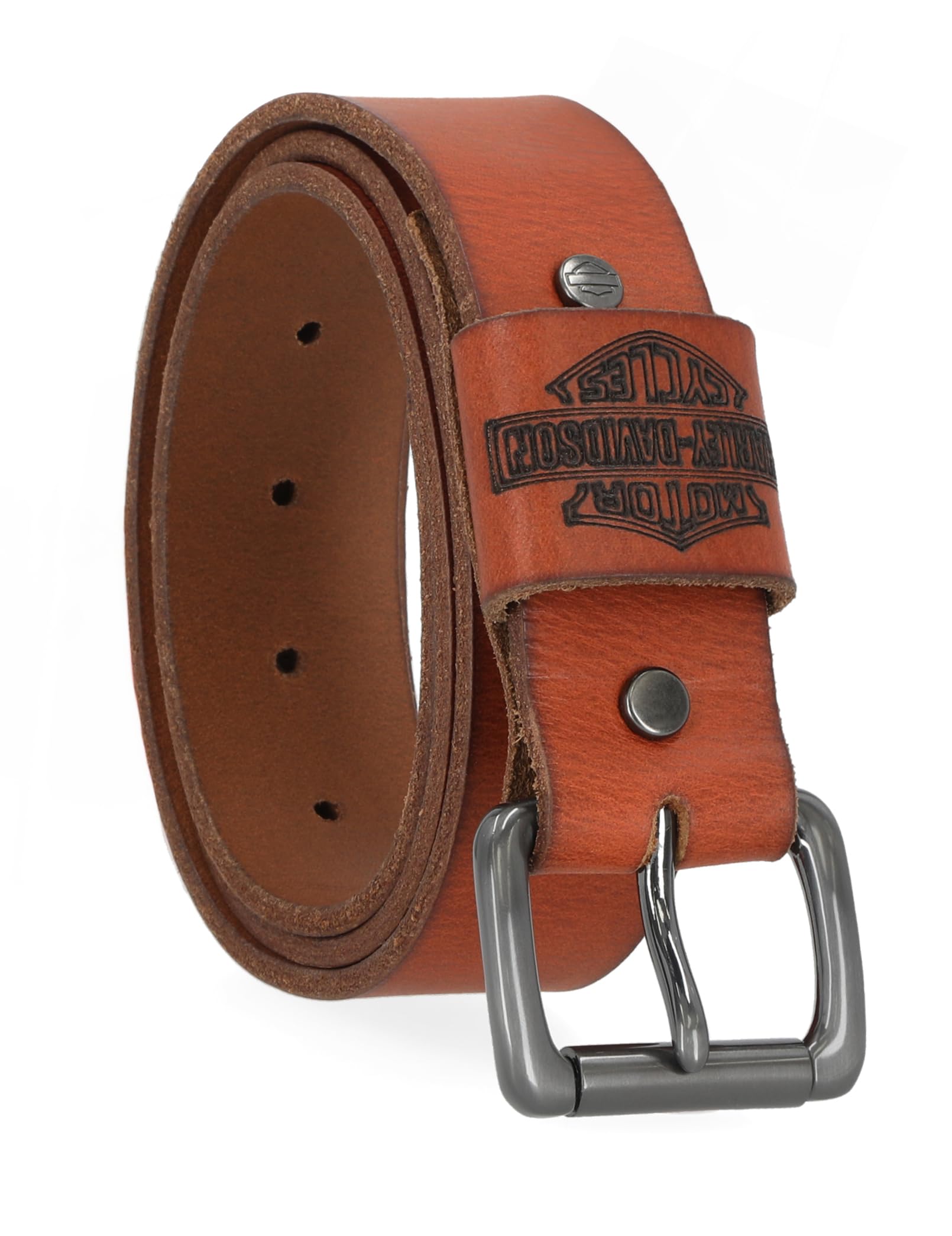 Harley-Davidson Men's 38mm Leather Belt, Cognac (Lazer), Large (38-40)