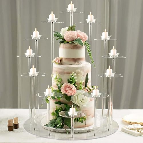 Miniatura 10 de Efavormart - Soporte hexagonal grande de metal dorado para postres para tartas y postres, telón de fondo de arco de boda, estante para globos,