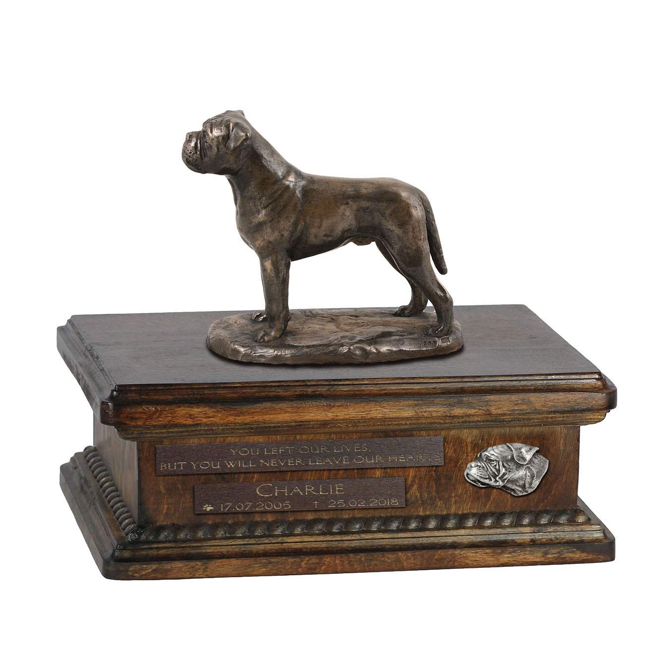 Urne pour les cendres de chien Bullmastiff grand format bronze 5L