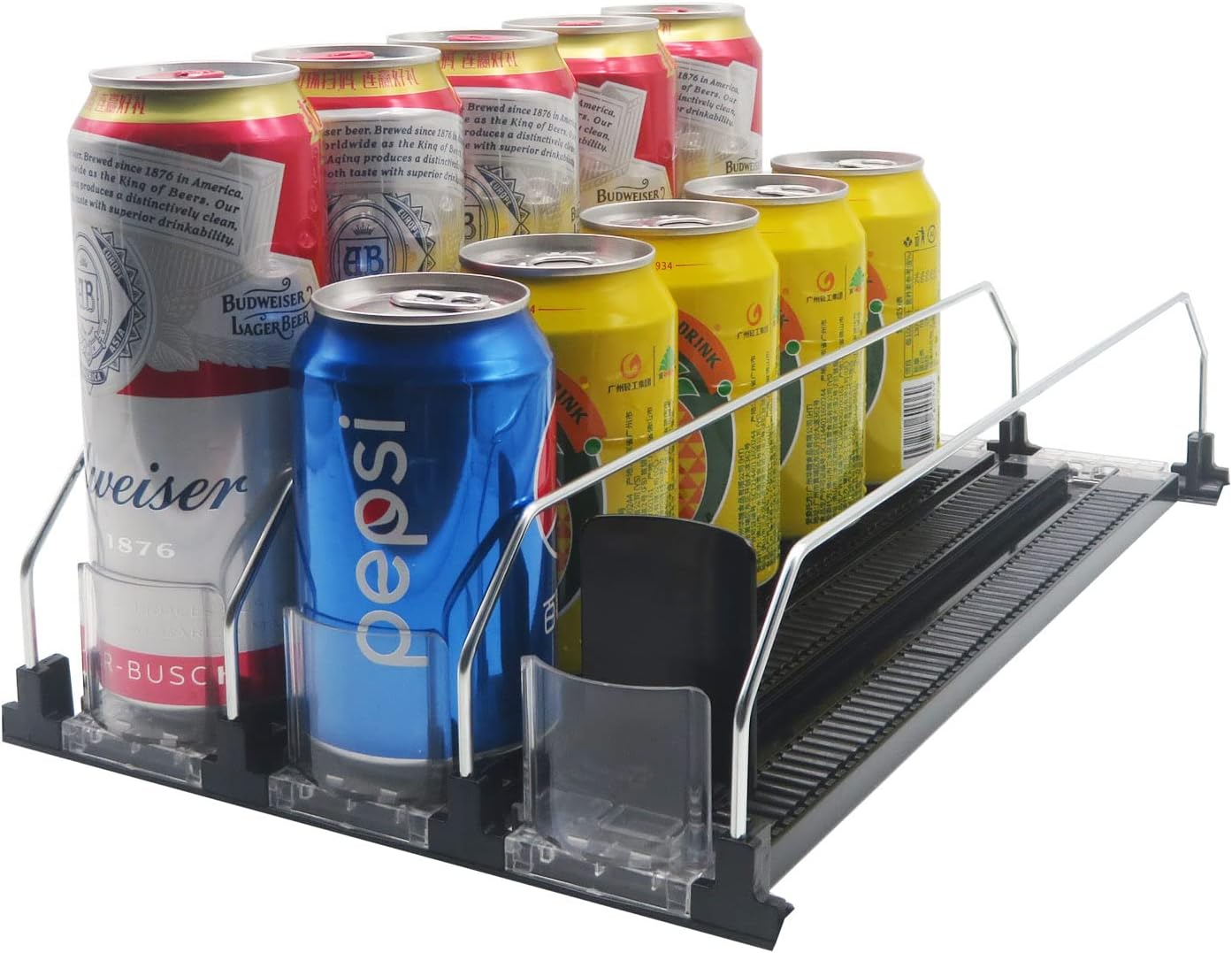 Soda Can Organizer for RefrigeratorAutomatic Pusher Glide, 12oz 16oz