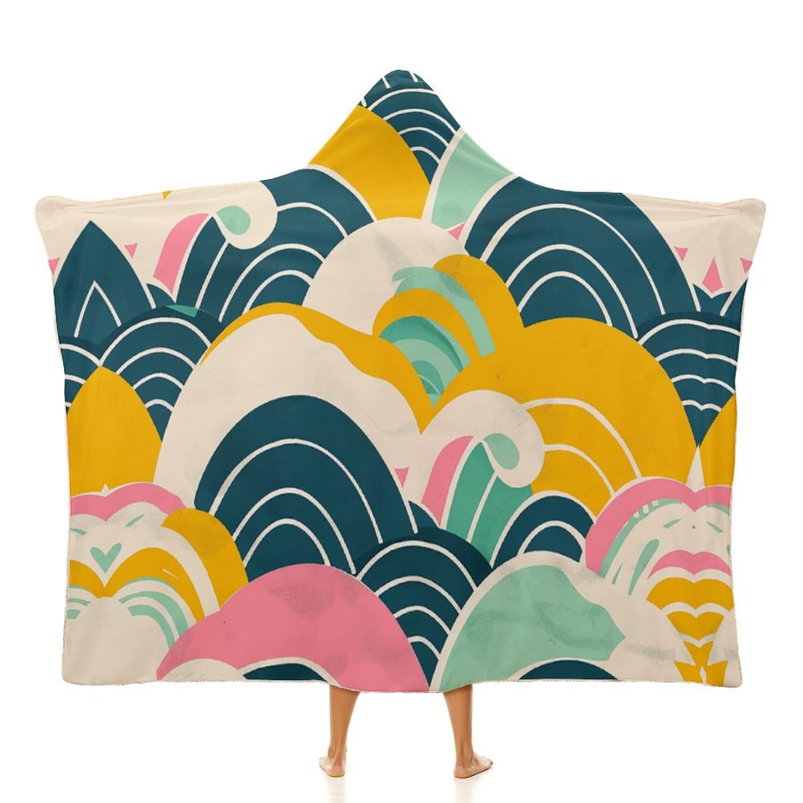 Couverture à capuche motif japonais rétro 150x200 cm pour voyage