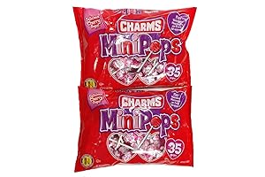 Charms Valentine MiniPops Cherry Flavor 2 Pack - Bite-Sized Milk Chocolate Covered Pops