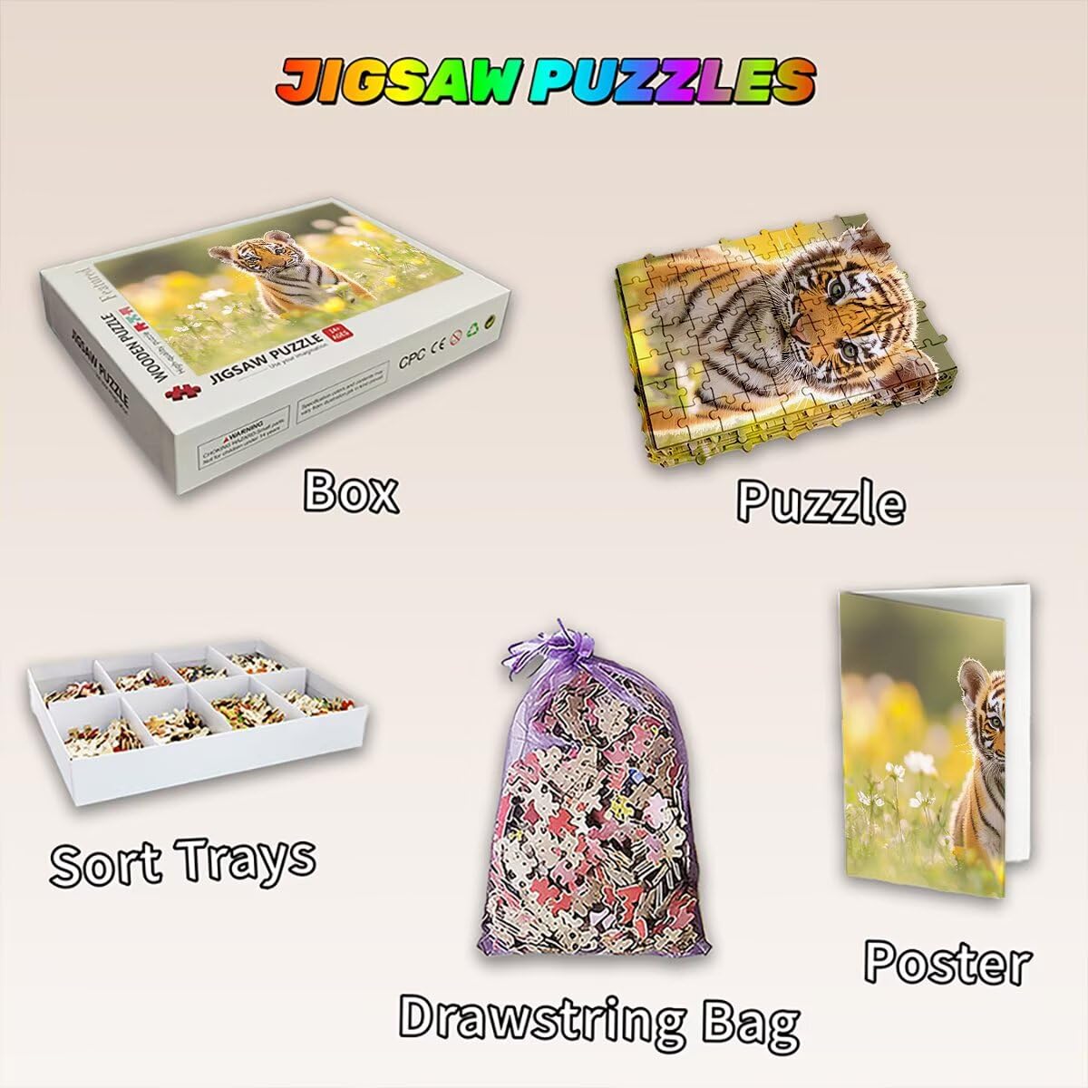 Puzzle 3000 elementów tygrys, puzzle kwiat dla dorosłych, klasyczne puzzle gry edukacyjne do aktywności rodzinnej, najwyższej jakości drewniane puzzle z pudełkiem na prezent dla mężczyzn prezent dla