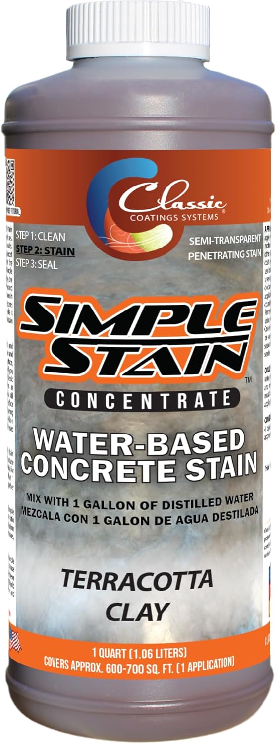 Classic Coatings | Simple Stain (Terracotta Clay) | Concentrated | Water-Based, Semi-Transparent | Zero VOC, UV Stable | Interior/Exterior | Easy to Use, Fast Drying