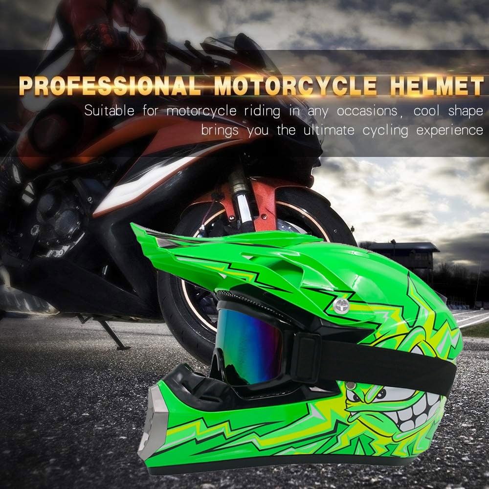 Casco da Motocross Per Bambini, Integrale, Per Atv/Moto da Cross, con Design Alla Moda, con Occhiali, Guanti E Maschera, MTB, BMX, Fuoristrada, Per Ragazzi E Ragazze