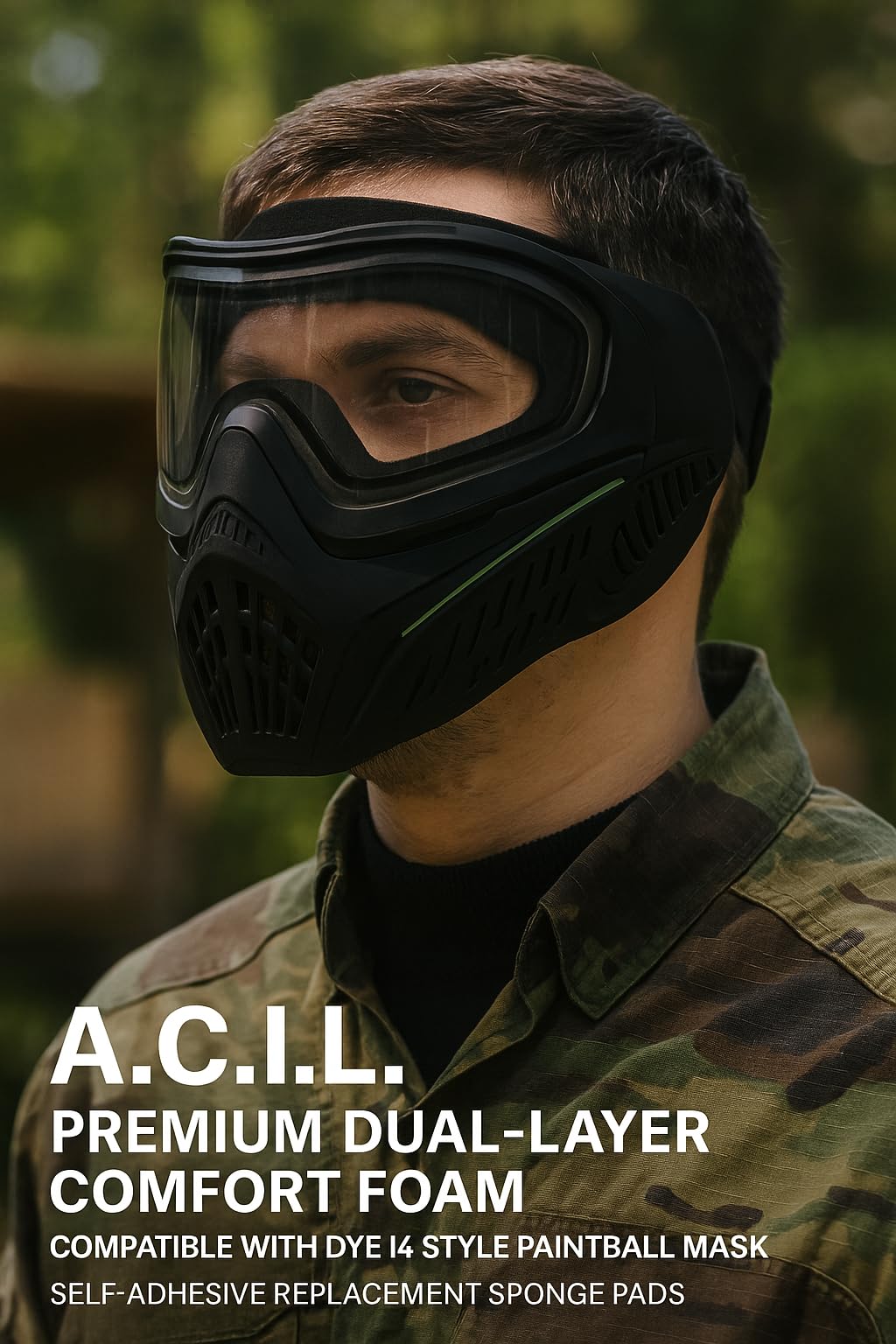 A.C.I.L. Almohadillas de esponja de repuesto negras compatibles con máscara DYE I4 doble capa
