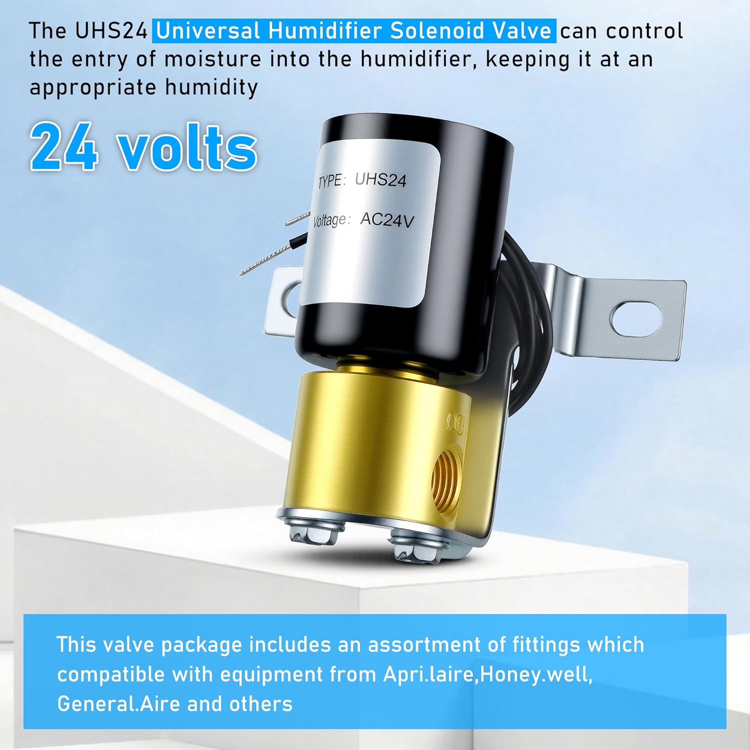 Universal Humidifier Solenoid Valve UHS24 24Vol-Compatible with Aprilaire 4040 General 990-53 and HE280 32001639-002 U147112 by TOMOON