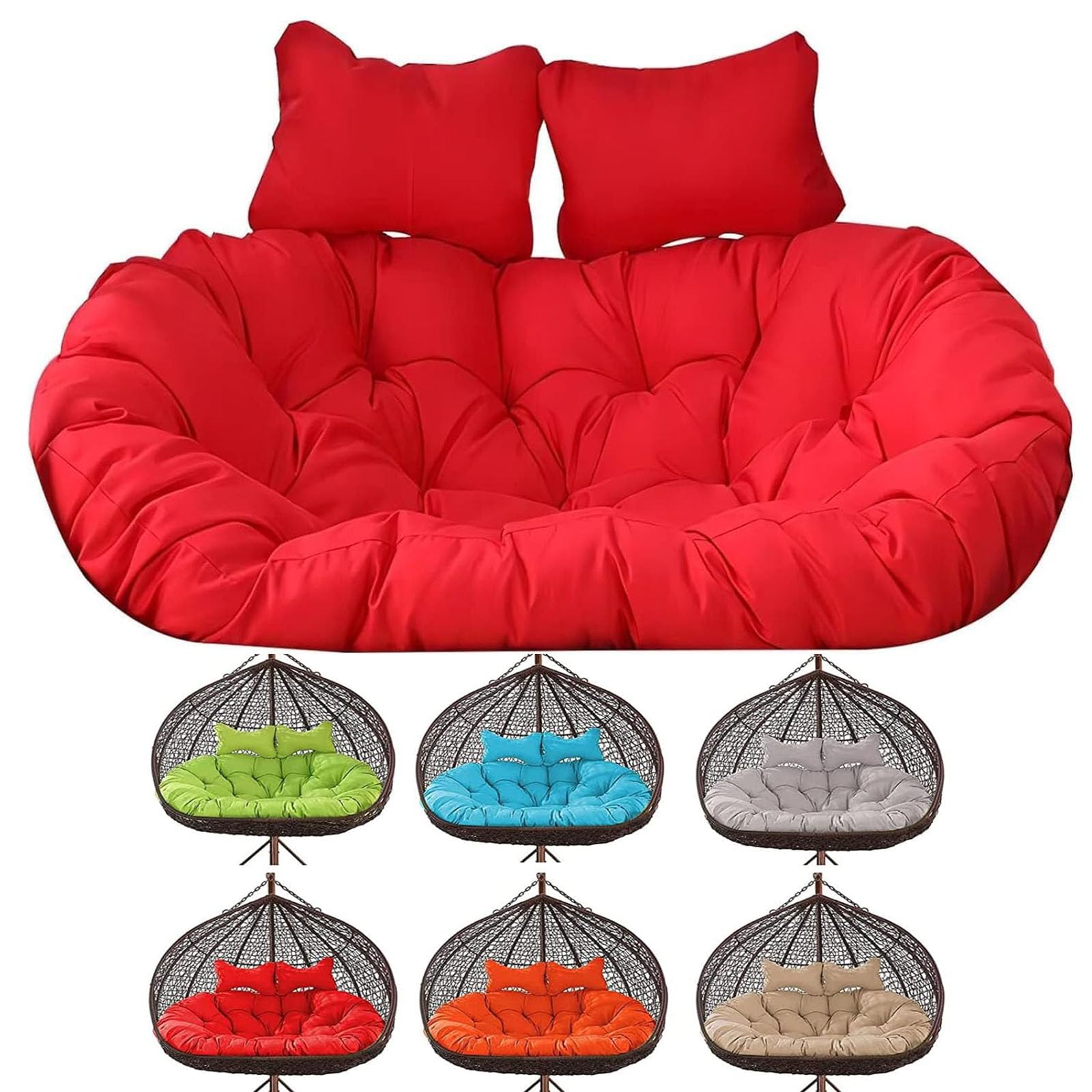 Cojín de mimbre para columpio de 2 plazas color naranja