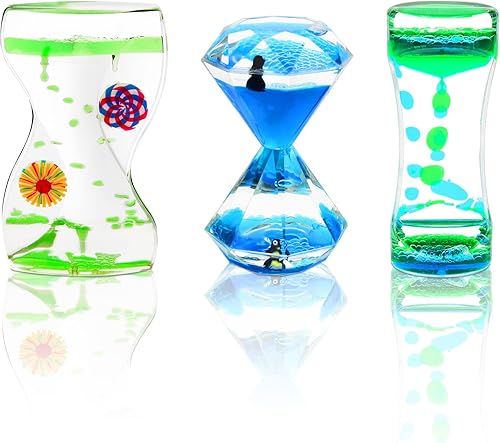 Coitak Temporizador líquido de burbujas de movimiento para juego sensorial juguete para ansiedad parte superior de escritorio paquete de 3 colores