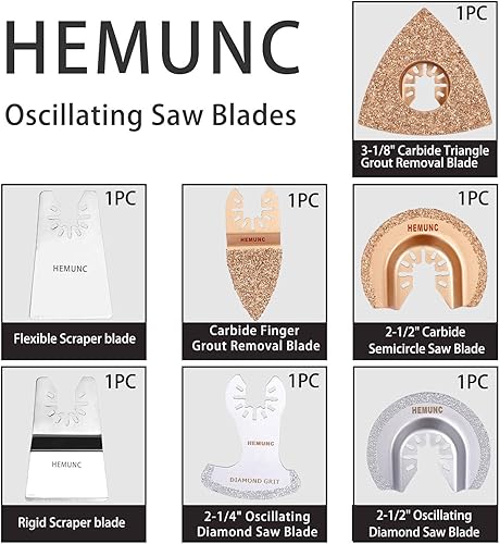 Miniatura 9 de HEMUNC 118 cuchillas oscilantes para herramientas kit de accesorios de cuchillas de sierra multiherramienta oscilantes