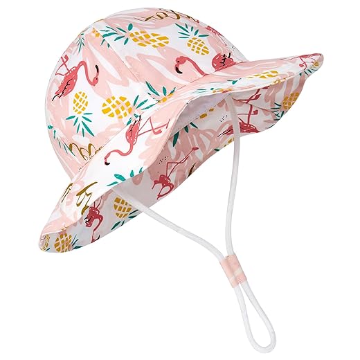 Durio UPF 50+ Cute Baby, Summer Beach Baby Girl Hats Sun Protection Infant Sun Hat A Pink Flamingo 6-12 Months