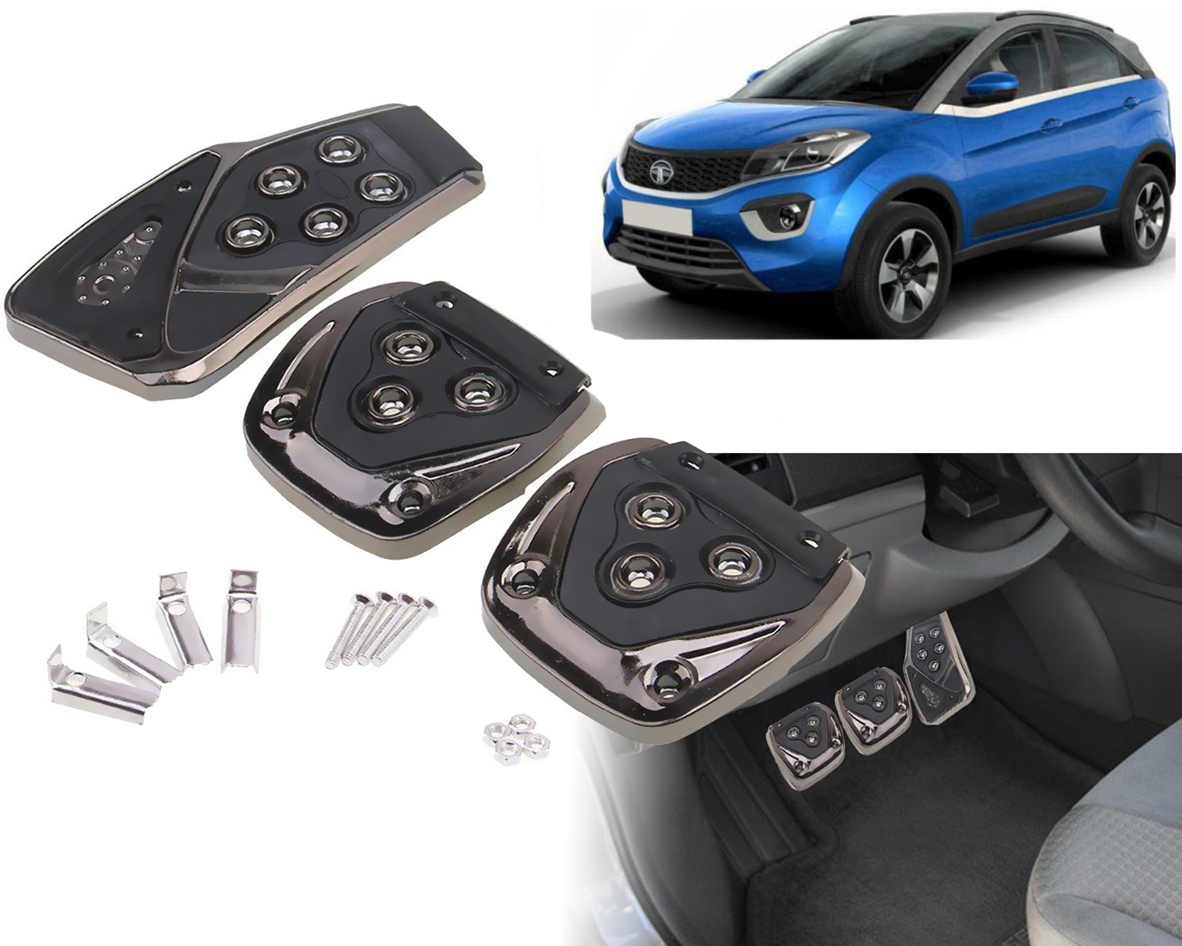 3 Pcs Black Non-Slip Manual Car Pedals kit Pad Covers Set for Tata Nexon-picture-31