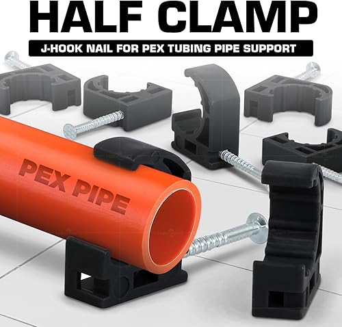 Miniatura 2 de HIGHCRAFT - Gancho en forma de J con clavo para tubos de Pex, color negro