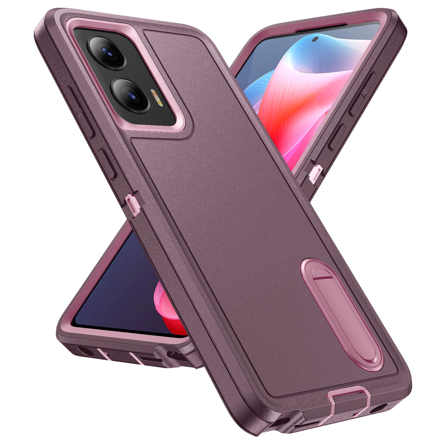 for Motorola Moto G Stylus 2024 Case with Kickstand Case 3-Layer Military Grade Protective Case Cover Silicone Shockproof for Motorola Moto G Stylus