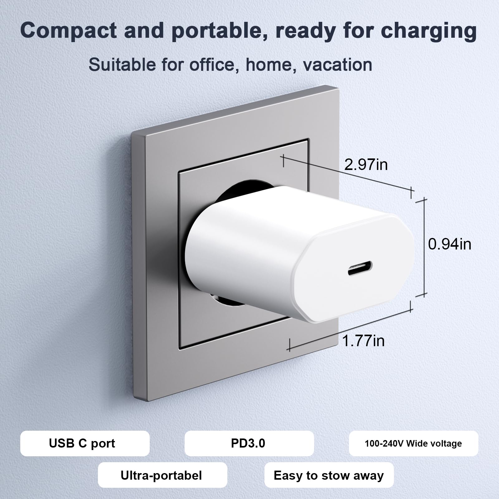Caricatore iPhone con Cavo iPhone, Caricatore USB C con Cavo iPhone da 2M, Caricabatterie iPhone da 20W, Caricatore Portatile per iPhone 14/13/ 12/11/ X/ 8/7
