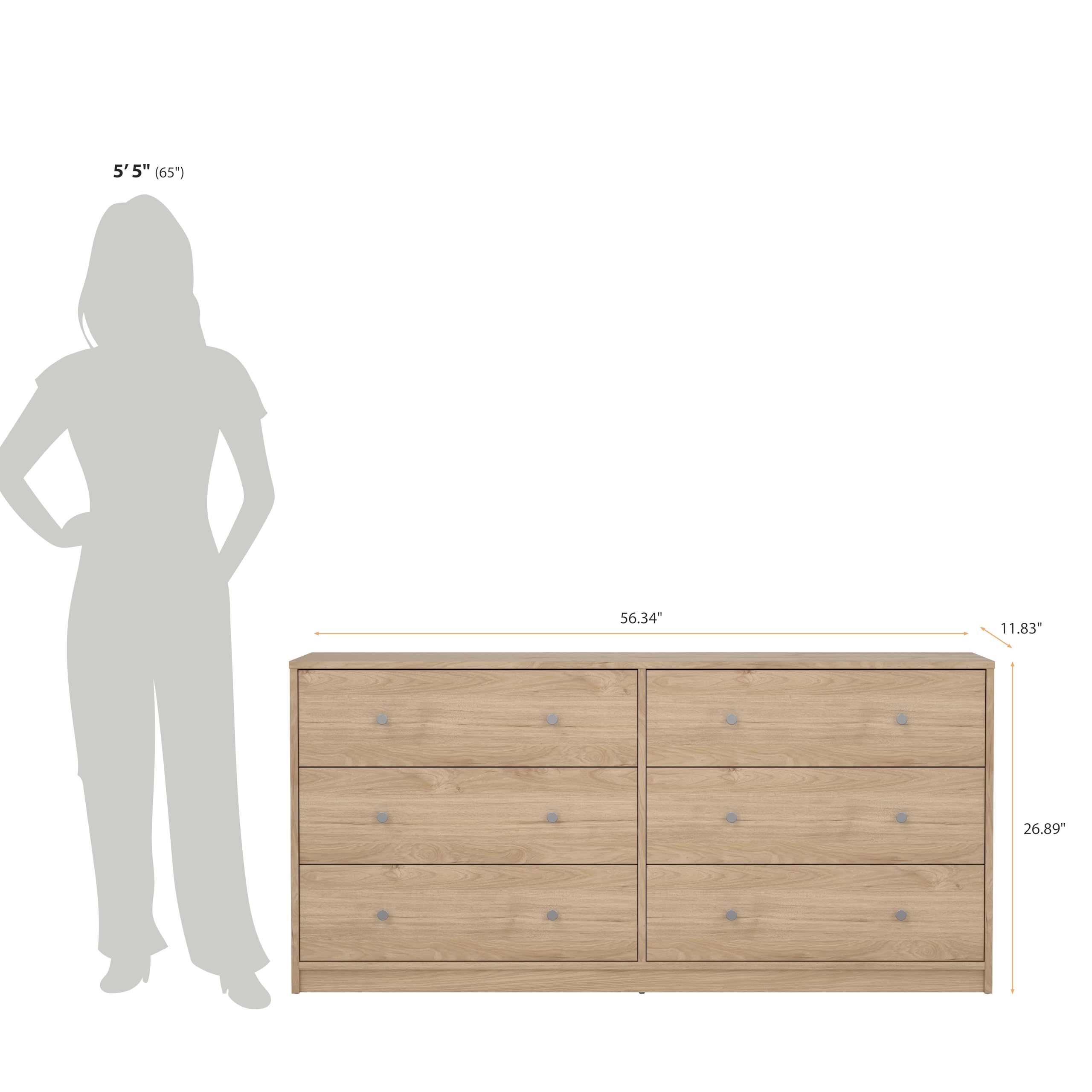 Amazon.com: Tvilum 6 Drawer Double Dresser, Jackson Hickory : Home