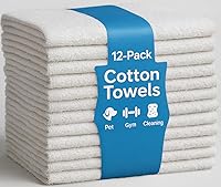 JMR 12-Pack White Bath Towels 20x40 - 100% Cotton Lightweight Quick-Dry for Hotel, Gym, Airbnb, Home & Commercial Use
