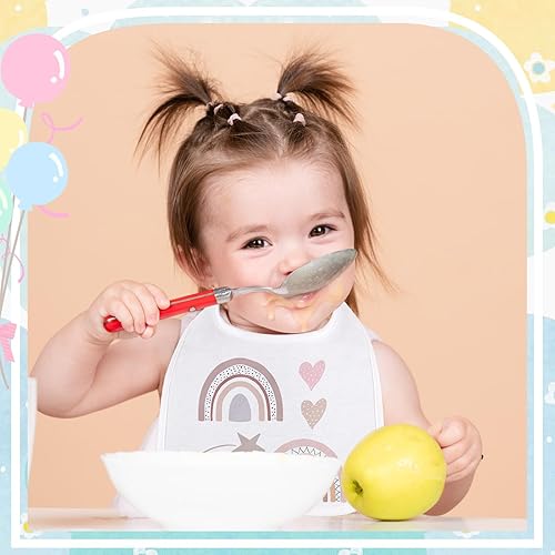 Miniatura 3 de Toulite 50 Piezas Baberos Blancos para Bebé Lavables Reutilizables Impermeables de Algodón Baberos Alimentadores con Diseño de Doble Cara para