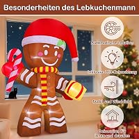 Livofloral Felfújható Mézeskalács Figura 240 cm LED Világítással - Karácsonyi Dekoráció Kültéri Kerti Téli Dísz 3