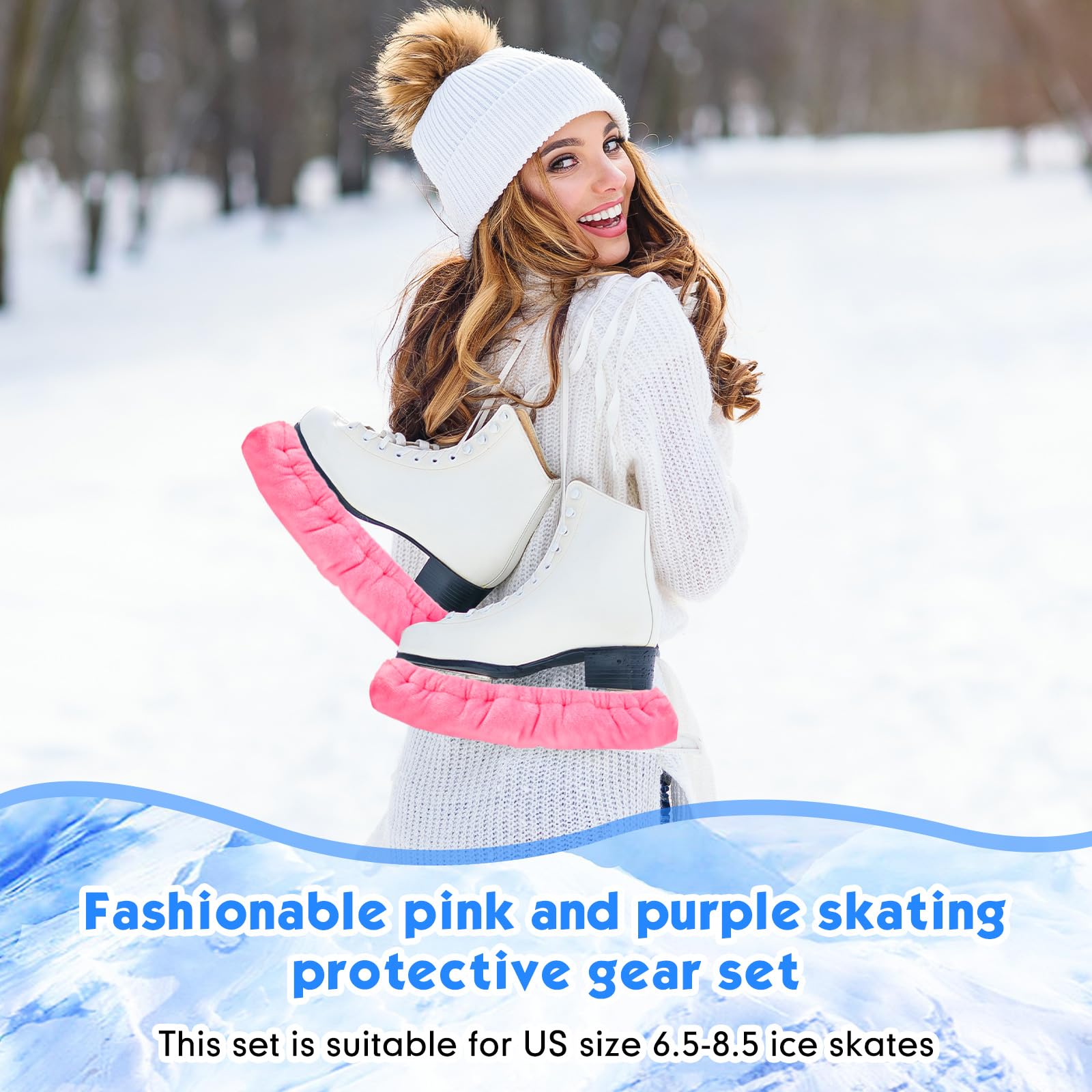 VioraWhite El kit de 4 pares de protectores de patinaje sobre hielo incluye 2 pares de protectores de patinaje sobre hielo y 2 pares de fundas para cuchillas de patinaje, accesorios de patinaje sobre