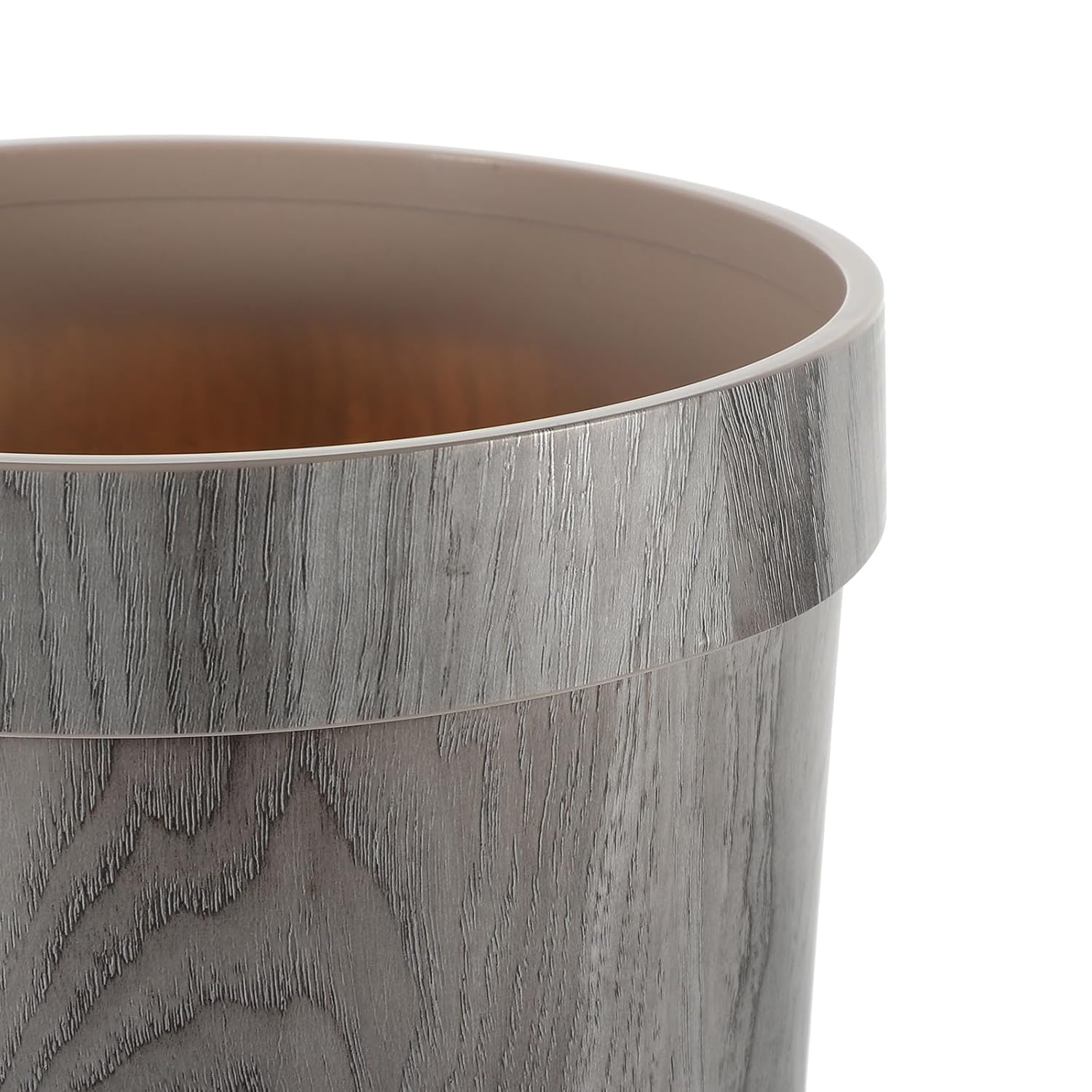 Luxshiny Vintage Wood Grain Trash Can Wastebasket 25x25x30.7cm Gray Open Top Bathroom Kitchen Indoor Rubbish Bin for Home Office Storage