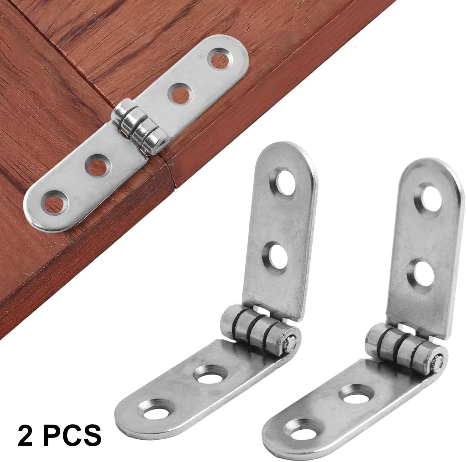 2-Pack 180 Degree Foldable Hinges, Heavy Duty Iron Screw-On Flap Hinges for Sewing Machine Cabinet, Folding Tables, and Wooden Boxes, Silver, 76x15mm