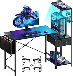 Bestier 44 Inch Gaming Desk for Small Spaces, Reversible Computer Desk w...