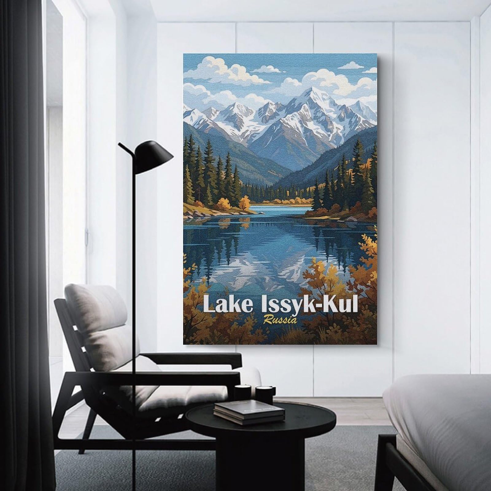 Junmoney Unframe-Style-8-1 Lake Issyk-Kul, Russia Landscape Art Decorative Canvas Print, 20X30inch(50X75cm), For Gallery Wall Decor And Room Displays, Wall Decor Suited To Curated Displays